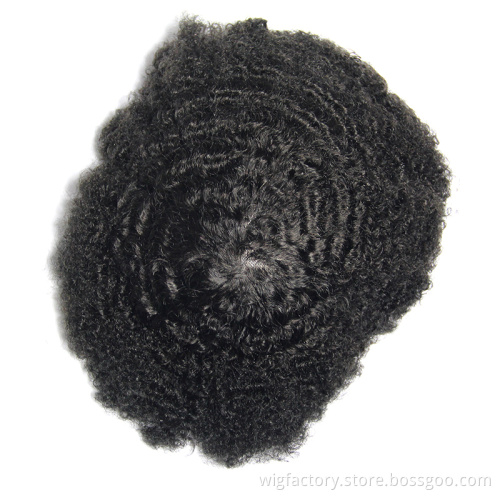afro curly toupee human hair for men,360 wave human curly hair toupee for man,high quality curly toupee pu black men